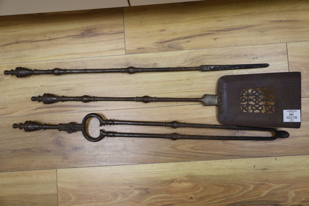 A set of three 19th century fire irons